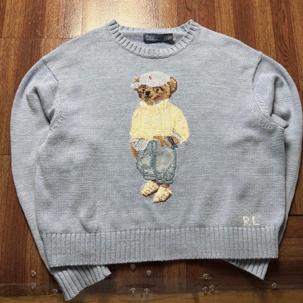 Polo Ralph Lauren Vtg Women's Polo Bear Crew Sweater Large - Picture 1 of 8